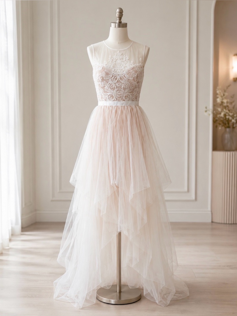 BCBGMAXAZRIA, Riese High-Low Halter White Gown